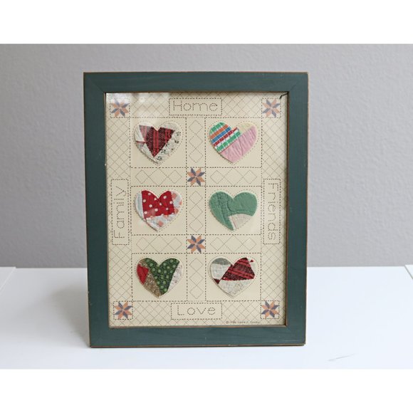 1980's Vintage Laura J. Conley 1986 Memory Quilt Framed Picture Cottage Country - Picture 6 of 6